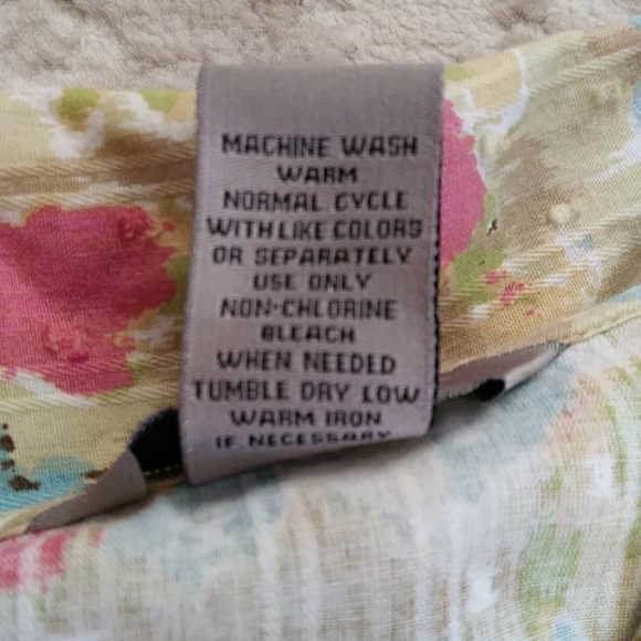 IB Diffusion Floral Ruffle Swiss Dot Button Down Top L Pink Mauve Blue - Picture 3 of 16